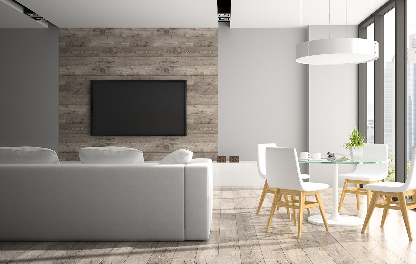 Paneele, Wand- und Deckenverkleidung finden Sie bei uns. Wohnzimmer mit Decken und Wandverkleidung