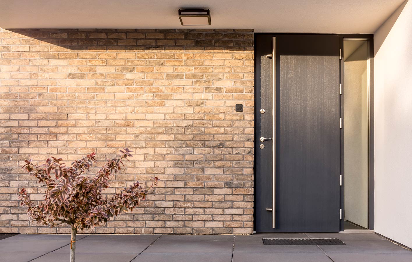 Holzhaustüren führen wir in großer Auswahl. Design-Holzhaustüre mit langem senkrechtem Griff